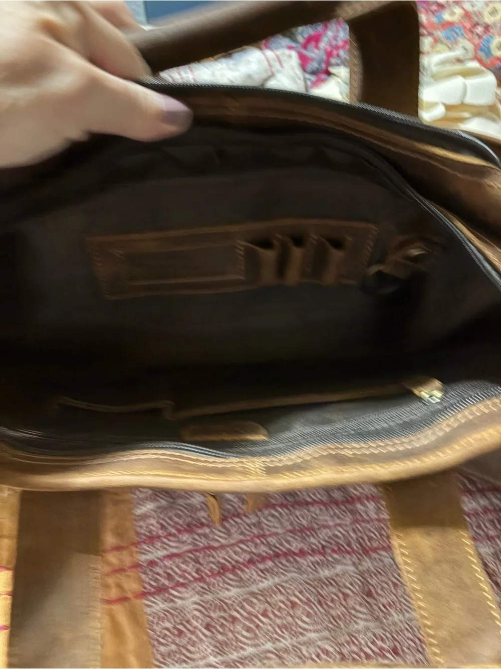 Jack&Chris Classic Brown Leather Laptop Briefcase with Multiple Front Pockets
